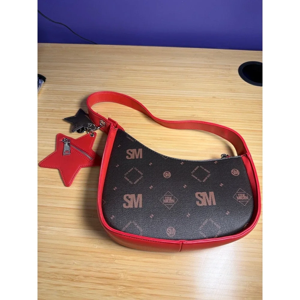 Steve Madden SM Monogram Shoulder Bag Red Trim Star Pouch‎ Y2K